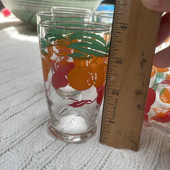 VTG 1950s Anchor Hocking 40oz Juice pitcher & five 4oz glasses orange tomato - Picture 8 of 11